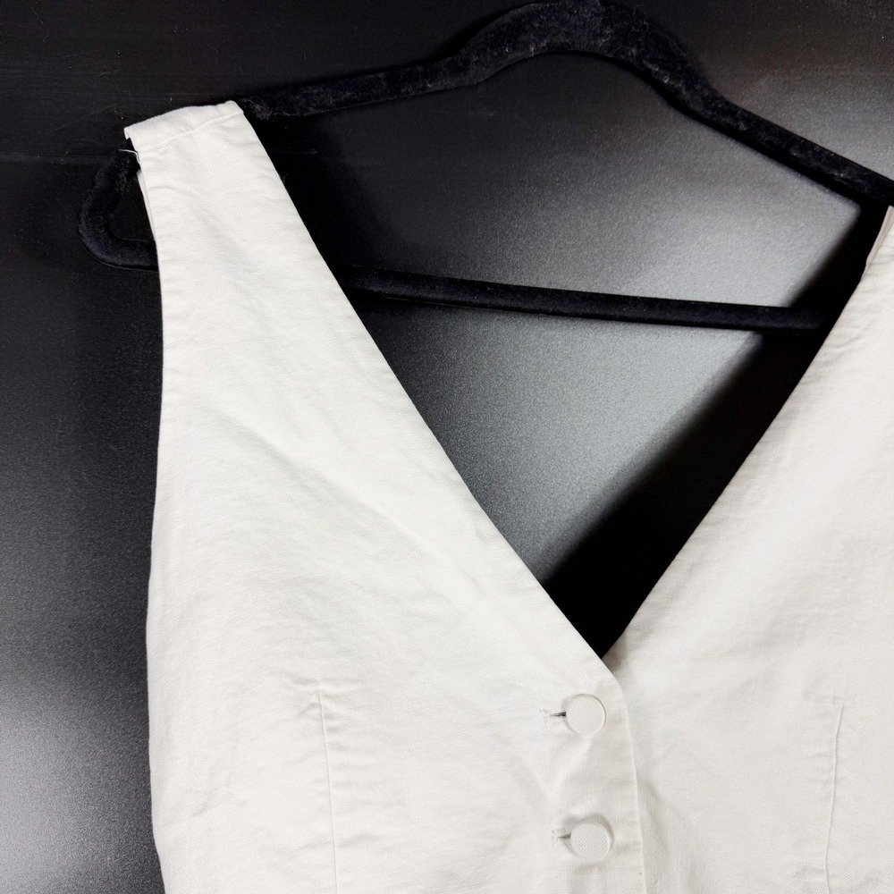 Nina Ricci Cady Draped Open Back Vest Top Off-White Button Front Sz 34 / 0 US - Picture 6 of 12